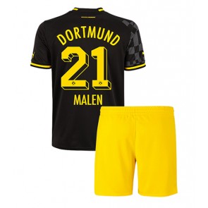 Borussia Dortmund Donyell Malen #21 kläder Barn 2022-23 Bortatröja Kortärmad (+ korta byxor)